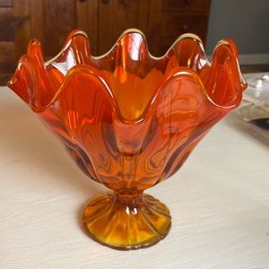 Beautiful Mid Century orange tulip bowl